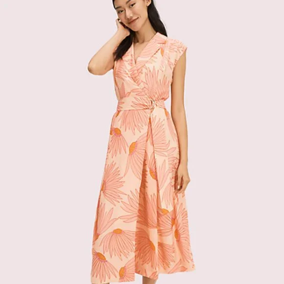Kate Spade Falling Flower Jacquard Dress, Light Guava Juice - 0